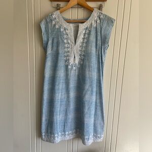 Blue and White Flutter Sleeve Mini Sundress